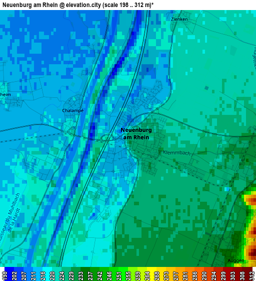 Neuenburg am Rhein elevation map