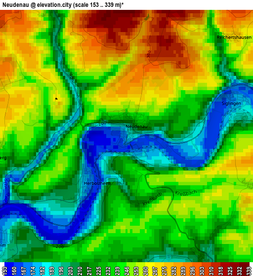 Neudenau elevation map