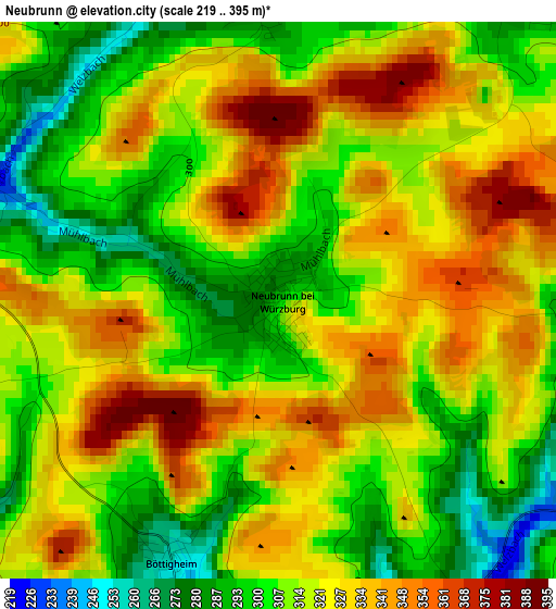 Neubrunn elevation map