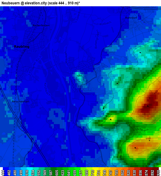 Neubeuern elevation map