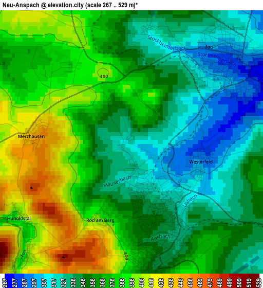 Neu-Anspach elevation map