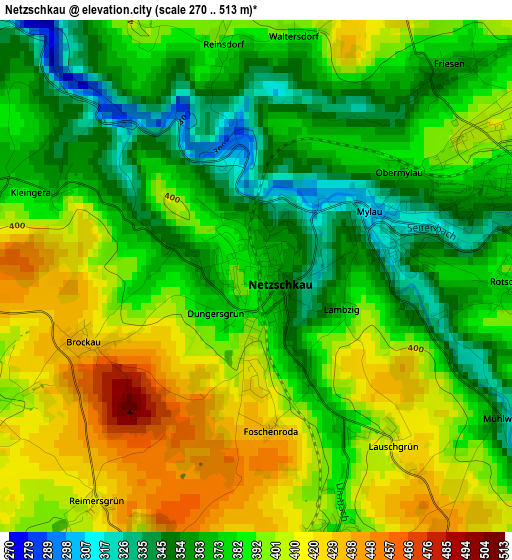 Netzschkau elevation map