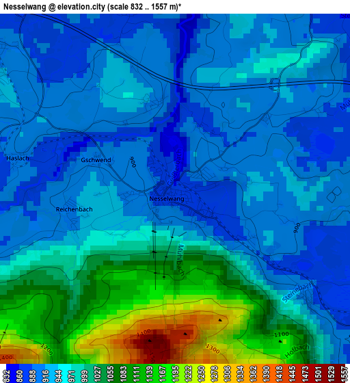 Nesselwang elevation map