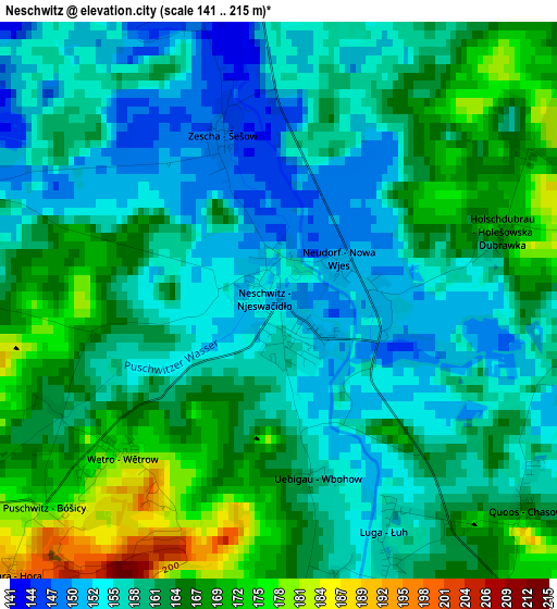 Neschwitz elevation map