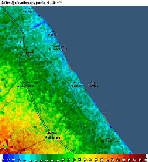 Şaḩam elevation map