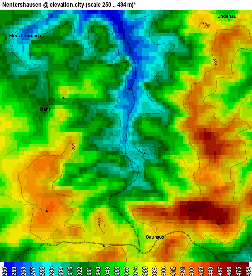 Nentershausen elevation map