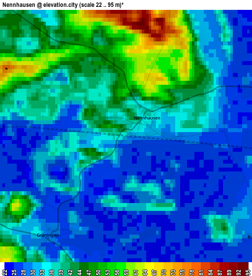 Nennhausen elevation map