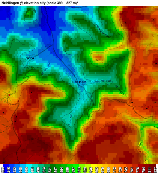 Neidlingen elevation map