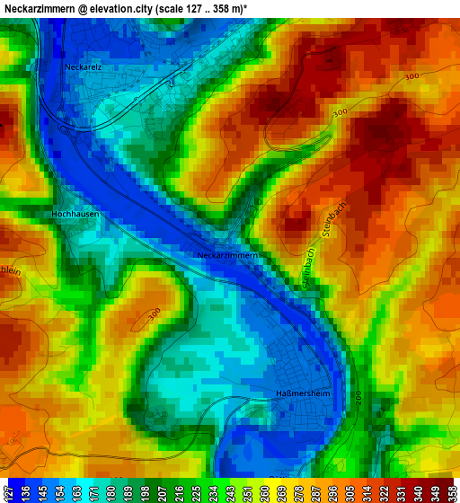 Neckarzimmern elevation map