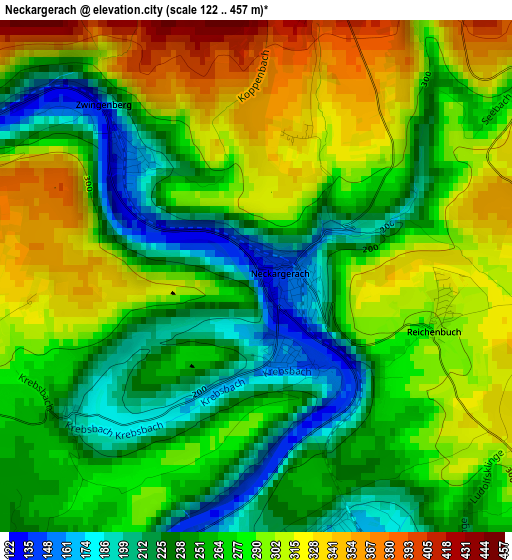 Neckargerach elevation map