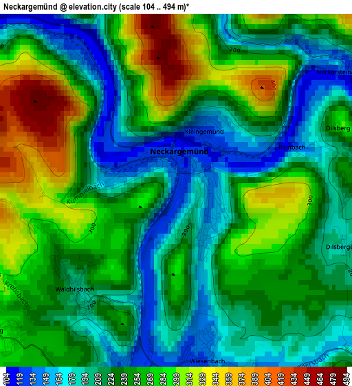 Neckargemünd elevation map