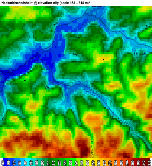 Neckarbischofsheim elevation map