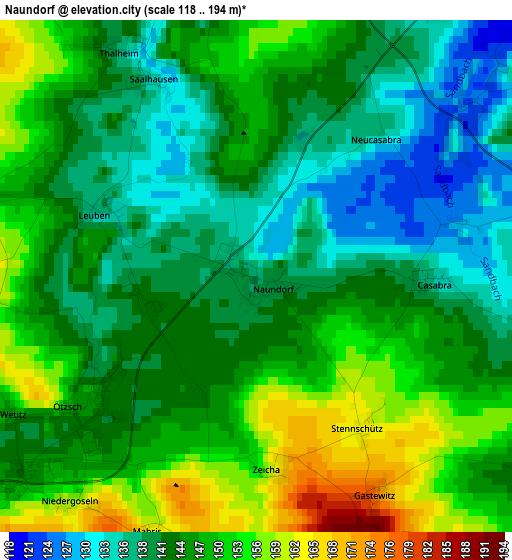 Naundorf elevation map