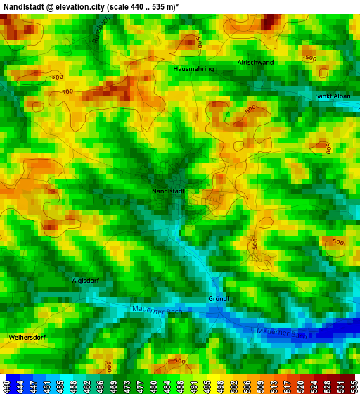 Nandlstadt elevation map