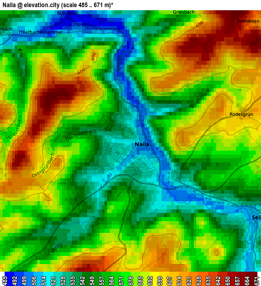 Naila elevation map