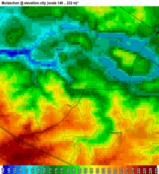 Mutzschen elevation map