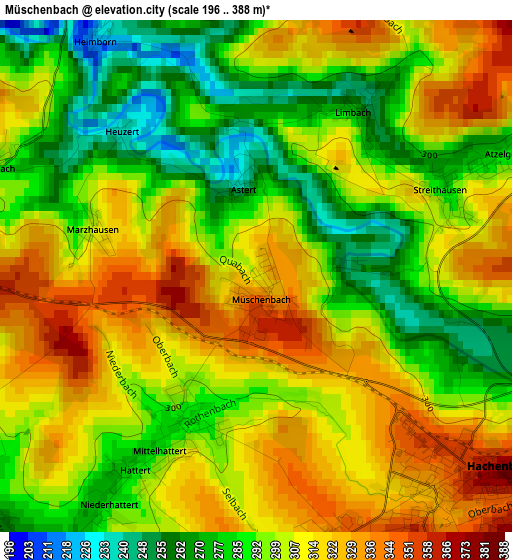 Müschenbach elevation map