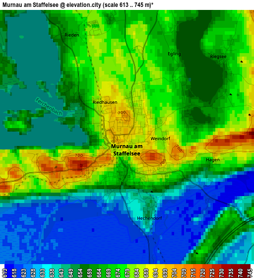 Murnau am Staffelsee elevation map