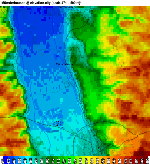 Münsterhausen elevation map