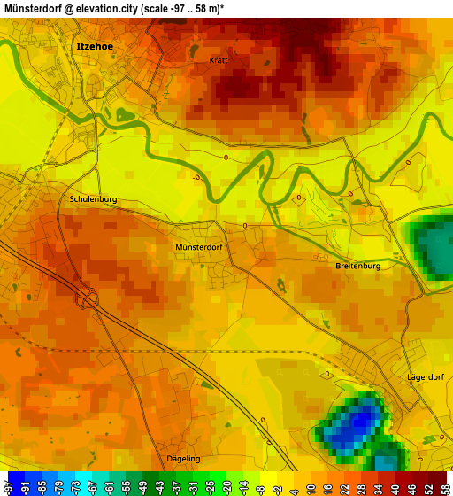 Münsterdorf elevation map