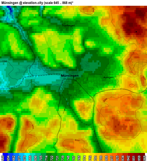 Münsingen elevation map