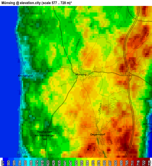 Münsing elevation map