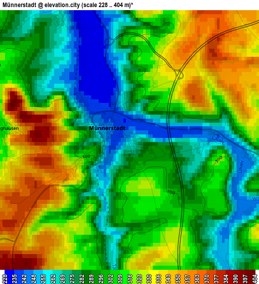 Münnerstadt elevation map
