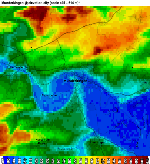 Munderkingen elevation map