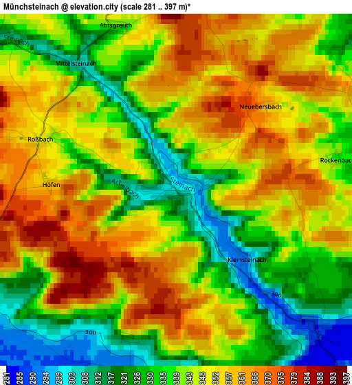 Münchsteinach elevation map