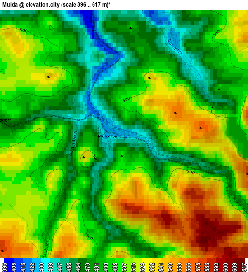 Mulda elevation map