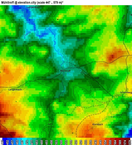 Mühltroff elevation map