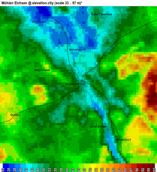 Mühlen Eichsen elevation map