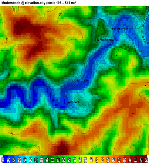 Mudersbach elevation map