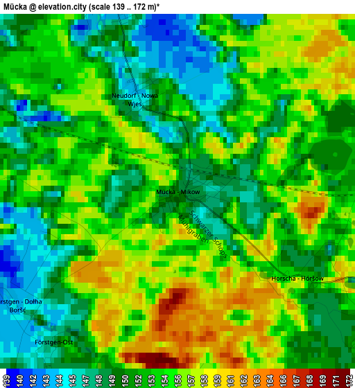 Mücka elevation map