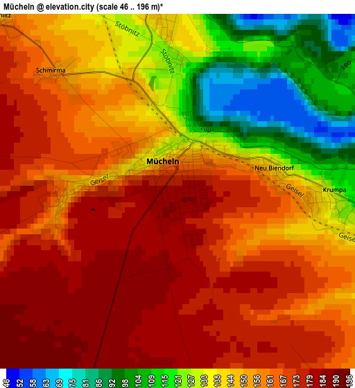 Mücheln elevation map