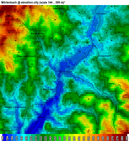 Mörlenbach elevation map