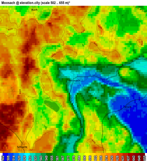 Moosach elevation map