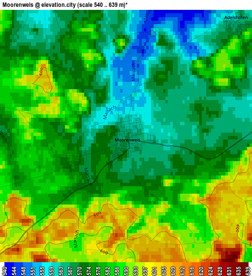 Moorenweis elevation map