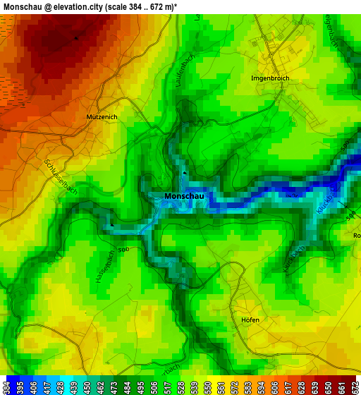 Monschau elevation map