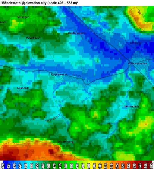 Mönchsroth elevation map