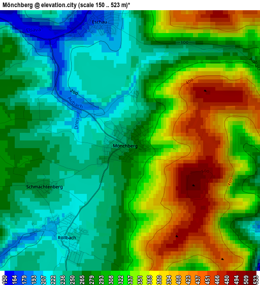 Mönchberg elevation map