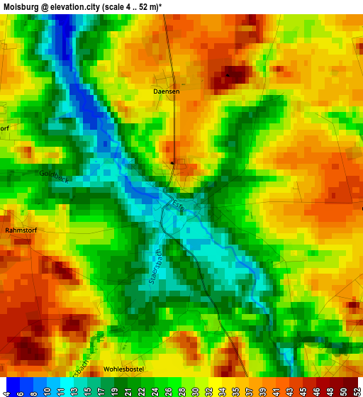 Moisburg elevation map