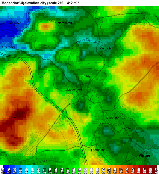 Mogendorf elevation map