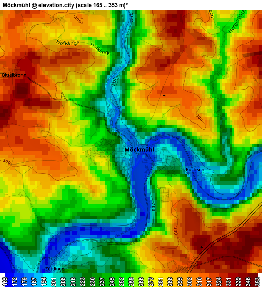 Möckmühl elevation map