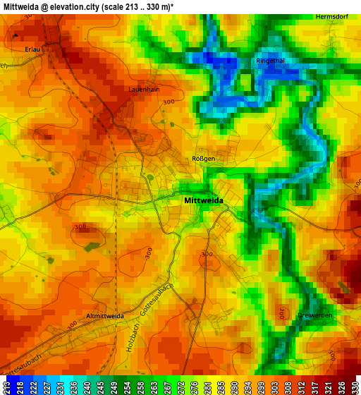 Mittweida elevation map