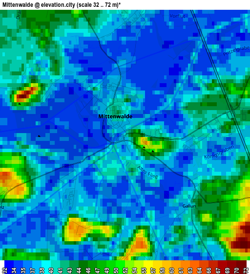 Mittenwalde elevation map