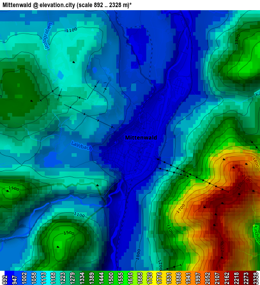 Mittenwald elevation map