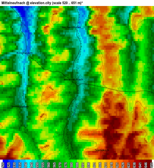 Mittelneufnach elevation map