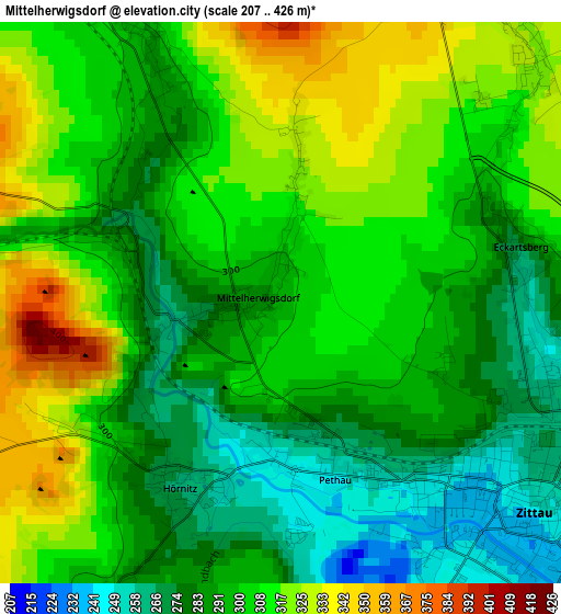 Mittelherwigsdorf elevation map