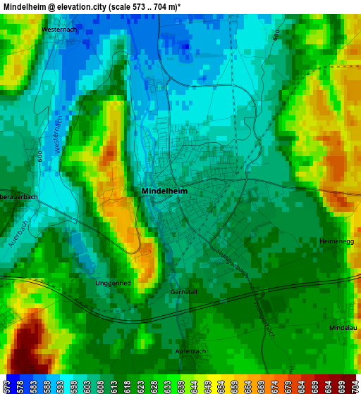 Mindelheim elevation map